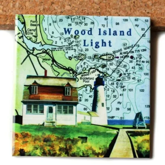 The Traveled Lane Maine Coast Lighthouse 4 Pc Coasters Trivet Ceramic Nautical Kitchen